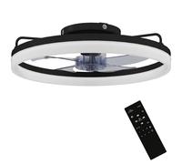 Roline Ventilateur de Plafond LED Noir Moteur DC Réversible 6 Vitesses