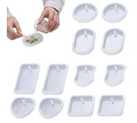 ROLKUFA 12 Pièces Moule Silicone Résine Epoxy, set de 6 formes (carré, cœur, bouclier, ovale, rectangle, rond) pour bijoux pendentifs, porte-clés et boucles d'oreilles, réutilisable