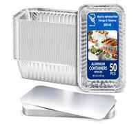 Rollay Lot de 50 récipients alimentaires en aluminium avec couvercles 600 ml