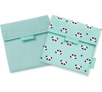 Roll'eat ® | Pack de 2 Sacs pour le Goûter | Sac pour Sandwichs avec Emballage Réutilisable, Porte-Aliments Écologique sans BPA, Sac en Tissu, Couleur Menthe & Panda