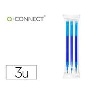 Roller Q-Connect Encre Effaçable Couleur Bleu - Set De 3