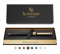 Rollerball Pen Set Black Lacquer Genuine Gold Plated Finish, Refillable, Nice Gift For Men & Women With Box, Professional Office Accessory
