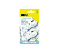 UHU Roller correcteur mini - Rapide, précis - Capuchon protecteur - Blanc - Lot de 2 (6 m x 5 mm)