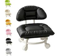 Rolling Low Stool with Backrest,Padded Seat & Silent Casters,360° Swivel | 360° Swivel Silent Glide Chair,Cloud Comfort Swivel Stool with Back,Rolling Backrest Chair with Wheel for Home,Office,Library