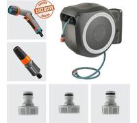 RollUp L 30 m : enrouleur mural avec tête de pulvérisation ecoPulse - enrouleur pivotant - guide-tuyau intégré - avec 30 m de tuyau de qualité - accessoires de montage