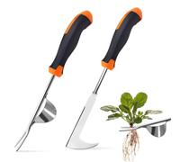 ROLLWAY 2 Pièces Désherbeur Manuel Acier Inoxydable Arrache Mauvaise Herbe，Arrache Pissenlit Couteau Désherbeur Désherbeurs Manuels Tire Racine Outils Jardinage Grattoir Jardin avec Manche