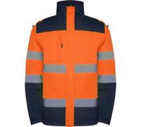 Roly Workwear HV9304 | Epsylon Parka Hi-Viz avec bandes réfléchissantes - Couleur : Navy Blue 55/Fluor Orange 223 - Taille : XXL
