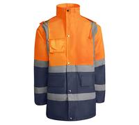 Roly Workwear HV9320 | Veste Merak Veste de travail - Couleur : Navy Blue 55/Fluor Orange 223 - Taille : XXL