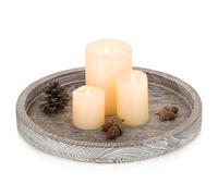 Romadedi blanc lavé Plateau décoratif rond en bois rustique Pour centre de table, cuisine, comptoir 30 cm