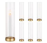 Romadedi Bougeoir Doré avec Verre Amovible - Lot de 6 Chandelier en Métal pour Bougie Decorative Deco Maison Bougeoirs pour Centre de Table Mariage Noël Fête