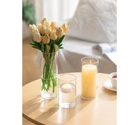 Romadedi Lot de 3 photophores en verre pour décoration de table - Bougeoir épais amélioré pour bougies de mariage - Vase en verre cylindrique pour salon, décoration extérieure et balcon