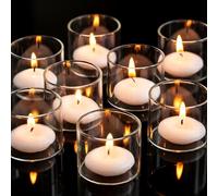 Romadedi Photophore Bougeoir Verre Pied Lot de 36 Transparent Supports pour Bougies Chauffe-Plat Flottantes Votives Décoration de Maison Salon de Mariage Fête Centre de Table, 4,6 x 4 cm