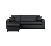 ROMAN Canapé d'angle convertible réversible 3 places - Simili noir