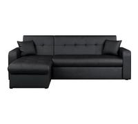 ROMAN Canape dangle reversible convertible 3 places + Coffre de rangement - Simili noir - Contemporain - L 235 x P 85 - 153 cm