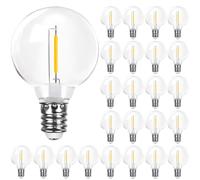 ROMANJOY Ampoules LED G40 pour Guirlandes Solaires 3V, Douille E12 1W Blanc Chaud 2700K, Éclairage Extérieur IP44 en Plastique Lot de 25