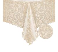 Romanstile Nappe anti-taches rectangulaire pour extérieur, 8 à 10 places, 240 x 140 cm, élégante, nappe plastifiée blanche, motif floral, nappe en PVC, imperméable, anniversaire, Pâques, printemps