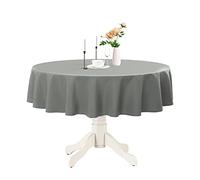 Romanstile Nappe anti-taches ronde Gris 180 cm pour 6-8 places, nappe décorative, idéale pour repas, salle à manger, mariage, événements extérieurs, fêtes de cuisine, bar
