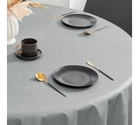 Romanstile Nappe en plastique ronde anti-taches 140 cm cirée pour l'extérieur, nappes en PVC, imperméable, restaurant, jardin, bistrot, hôtel, café, bar, fête, anniversaire, gris, 7 places