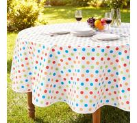 Romanstile Nappe en toile cirée pour extérieur, ronde, 140 cm, colorée, résistante aux intempéries, en PVC, imperméable, pour jardin, terrasse, table à manger, balcon, enfants, printemps, été, table