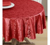 Romanstile Nappe en toile cirée rouge de Noël ronde 160 lavable 350GSM, nappe plastique de haute qualité, imperméable pour l'extérieur, résistante aux intempéries pour Noël, Nouvel An, fêtes de fin