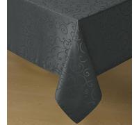 Romanstile Nappe lavable 150x300 cm gris foncé rectangulaire Jacquard Damast à motifs de vignes, Nappe de printemps, tissu de table pour salon, pour table à manger, extérieur, anniversaire, fête