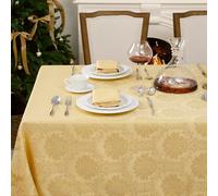 Romanstile Nappe Rectangulaire 150x300 cm Dorée Jacquard Anti Tache, Résistante aux Éclaboussures, Table Élégante pour Buffet, Réception Privée, Déjeuner de Mariage et Repas Extérieurs