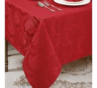 Romanstile Nappe Rectangulaire 150x300 cm Rouge Jacquard Anti Tache, Résistante aux Éclaboussures, Grande Table Élégante pour Buffet, Fêtes d’Anniversaire, Réceptions, Jardin et Déjeuners Festifs