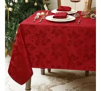Romanstile Nappe Rectangulaire Rouge 150 x 350 cm,En Jacquard Raffiné,Polyester 210GSM,Imperméable,Anti-Tache, pour Grandes Tables,Dîners de Noël, Mariages,Fêtes de Fin d'Année et Réceptions Élégantes