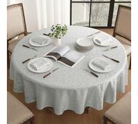 Romanstile Nappe Ronde 140 cm de Diamètre Jacquard Gris Nappe Anti Tache, Résistant à l'eau,Lavable Tissu Decoration de Grande Table pour Printanier,Extérieurs,Jardin,Anniversaires,Mariage,Fete,Buffet