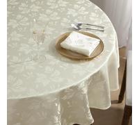 Romanstile Nappe Ronde Crème 180 cm,Élégante en Jacquard Floral,anti tache,pour Printemps,Pâques,Réveillon et Nouvel An,Dîners de Jardin et Moments en Famille,Mariages,Anniversaires,Restaurant,Cuisine