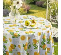 Romanstile Nappe ronde en vinyle PVC, imperméable, résistante à l'huile, facile à nettoyer, avec bords coupés, pour salle à manger, barbecue, fêtes d'été, repas de vacances, terrasse - 140 cm