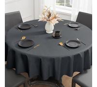 Romanstile Petite nappe en toile cirée ronde, 100 cm, gris foncé, lavable, imperméable, anti-taches, pour table de jardin, table à manger, balcon