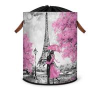 Romantique France Paris Tour Eiffel Grand panier à linge panier de rangement panier à linge pliable panier à linge panier à linge panier de rangement en tissu panier organisateur avec cordon de
