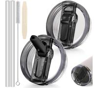 ROMANVIC Stanley Cup Lot de 2 couvercles anti-fuite amovibles pour gobelets de 100 ml avec 2 pailles, 1 brosse à paille et 1 outil de démontage Réutilisables et étanches à la poussière