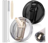 ROMANVIC Stanley Cup Lot de 2 couvercles anti-fuite amovibles pour gobelets de 100 ml avec 2 pailles, 1 brosse à paille et 1 outil de démontage - Couvercle réutilisable