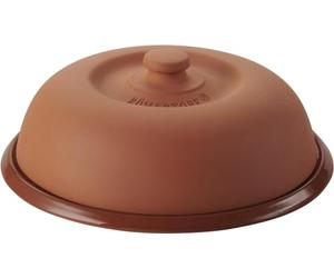 Romertopf Plateau à pain climatique avec cloche - Plaque de refroidissement en argile naturelle - Plateau à fromage et plateau de service pour petit-déjeuner, déjeuner, brunch et pique-nique