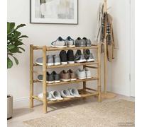 ROMHZKS Étagère à chaussures en bambou 68 x 28 x 63 cm, design naturel pour couloir, stable et durable, montage facile avec tournevis, organisation pratique pour toutes les chaussures