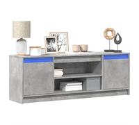 ROMHZKS Meuble TV avec éclairage LED gris béton - Commode - Buffet TV - Meuble de salon - Table basse - 139,5 x 34 x 50 cm