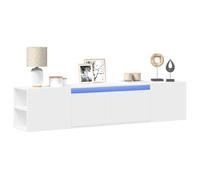 ROMHZKS Meuble TV mural avec éclairage LED Blanc Meuble TV Commode HiFi Rack Table basse 180 x 31 x 39,5 cm