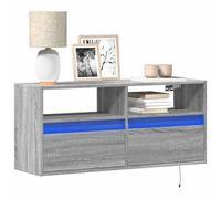 ROMHZKS Sonoma Meuble TV mural avec éclairage LED Gris Meuble TV avec tiroirs Étagère HiFi 100 x 31 x 45 cm