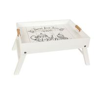 Romimex Plateau de lit Pliable Blanc Bois 56 x 36 x 24 cm