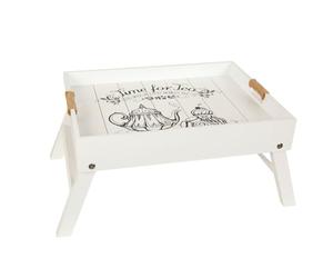 Romimex Plateau de lit Pliable Blanc Bois 56 x 36 x 24 cm