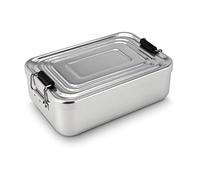 ROMINOX Quadra Boîte à Repas en Aluminium de qualité supérieure - Boîte de Rangement Pratique et légère avec Anneau d'étanchéité (Argent Brillant, Moyen)