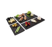 Rominx Lot de 4 plateaux en ardoise, émaillées résistantes, 3 tailles, pour servir, combinables de manière flexible, idéaux comme cadeau, dimensions : environ 30 x 20 x 1,5 cm