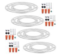 ROMISBABA 4 Pièces Support de Fixation pour Lampe de Plafond Rond en Métal Argenté Fentes Optimisées, Installation Facile et Support Stable pour Murs et Plafonds