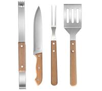 ROMISBABA Kit D'outils avec Manches en Bois Confortable et Vacances 4 Pièces en Acier Inoxydable et Design Léger pour Barbecue pour Barbecue en Plein Air