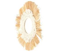 ROMISBABA Miroir Mural Rond Bohème en Macramé et Raphia, Déco Salon | Décoration Murale Artisanale, pour Chambre et Salle de Bain, Style Rustique et Artistique, Esprit Cosy