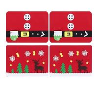 ROMISBABA Noël Rouge en Tissu Non Tissé 4 Pièces Set de Table Bords Renforcés et Fête de Noël, Support pour Assiettes et Fourchettes pour Décor de Table Cuisine