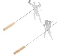 ROMISBABA Set de Fourchettes à Barbecue et Rotation Complète en Acier Inoxydable Argenté, Chauffage Uniforme pour Grillades de Viande Barbecue