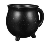 ROMISBABA Tasse à Boire Céramique Noire 450ml de Chaudron de Sorcière pour Halloween, Mug Original Poignée, Maison Restaurant
